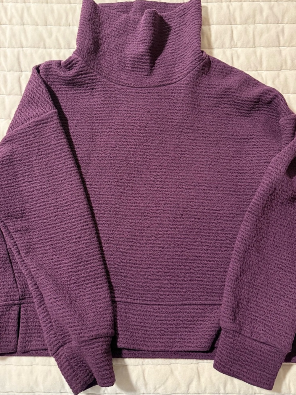 CALIA Purple Textured Funnel neck pullover